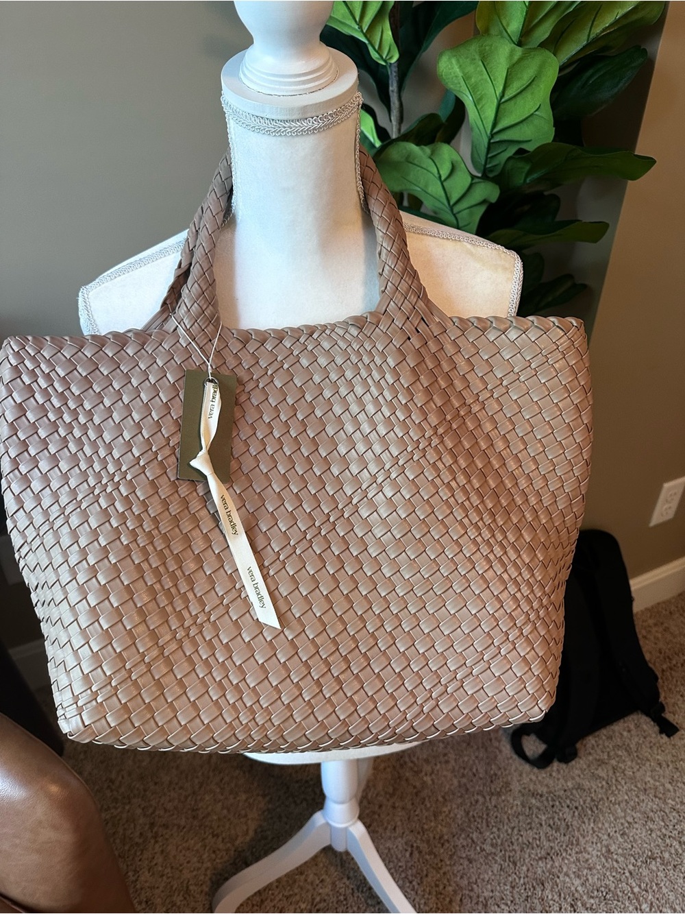 NWT Vera Bradley Woven Tote Bag and Wristlet in Taupe (Set)